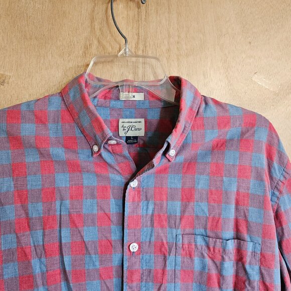J Crew Slim Shirt L Long Sleeve Check Red Blue - Picture 7 of 10